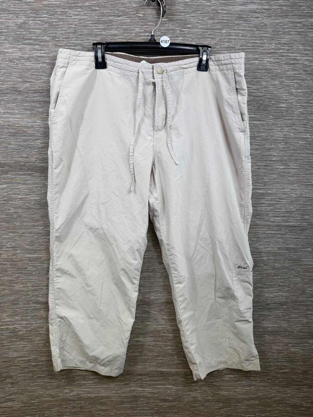 Columbia Capri Pants Womens XL Beige Lightweight Drawstring Elastic Waist Travel
